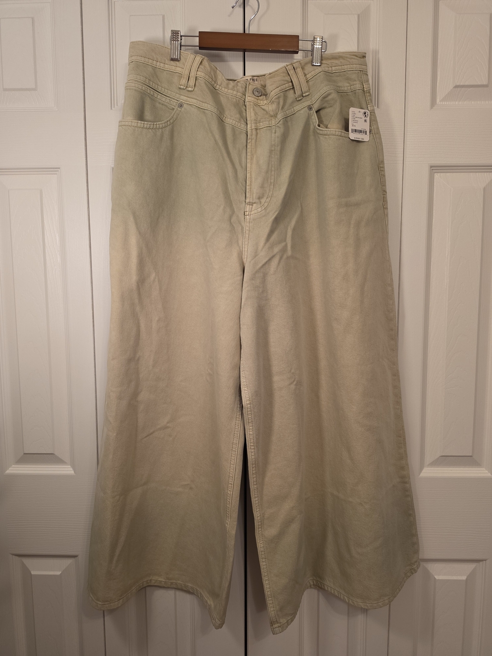 Free People We The Free Give & Take Wide Leg Jeans - Key Lime 33 SHORT
